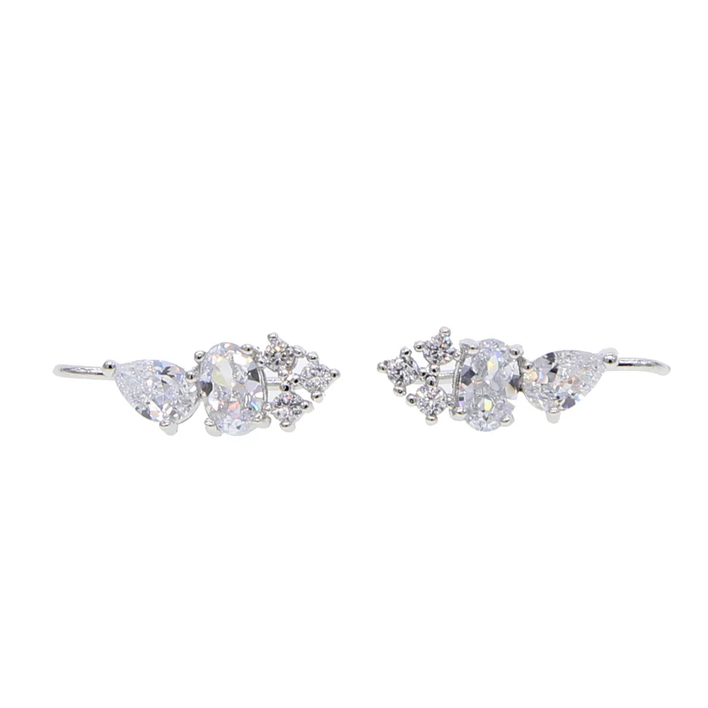 Rose Gold Color Crystal Zirconia cz Stud Earrings for Women 2023 bijoux Love Wedding Earring Statement Brinco Bijouterie