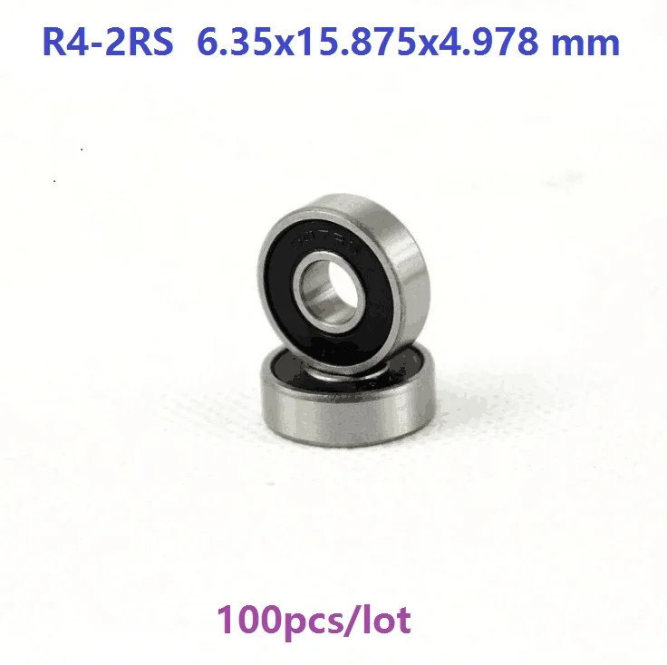 

100pcs/lot R4-2RS R4RS R4 2RS RS 1/4" x 5/8" x 0.196" inch bearing Deep Groove Ball bearing Miniature 6.35x15.875x4.978 mm