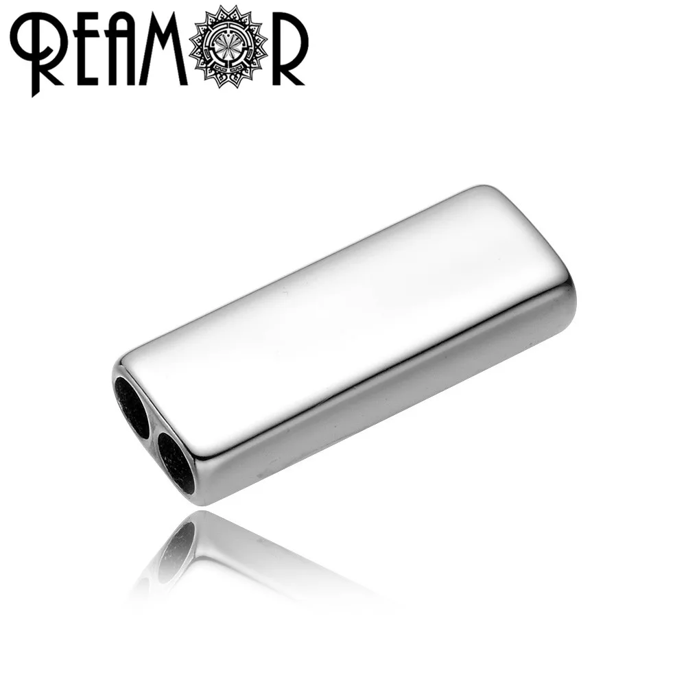 REAMOR 3pcs Polished 316l Stainless Steel 4mm Double Hole Blank Beads For DIY Bracelets Jewelry Making Logo Bead Accessories