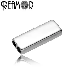 REAMOR 3pcs Polished 316l Stainless Steel 4mm Double Hole Blank Beads For DIY Bracelets Jewelry Making Logo Bead Accessories