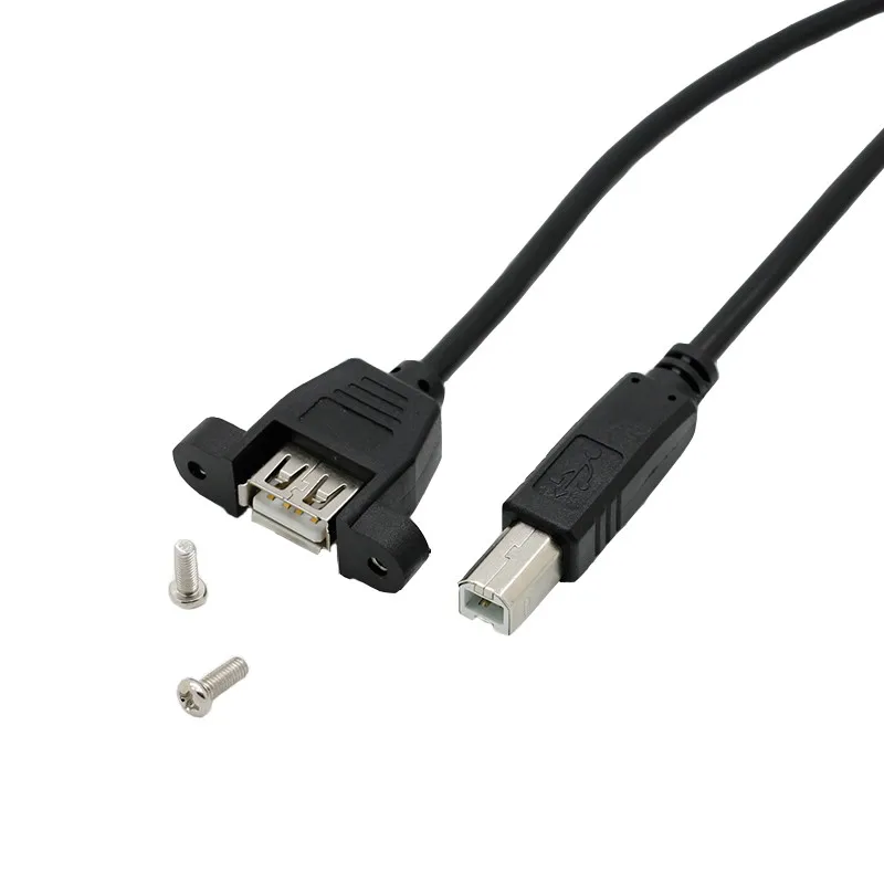 5pcs/lot USB 2.0 Type A Female to Printer USB-B Type Male Extension Cable to Female Jack with Fixed Screw Holes 30cm 50cm100cm