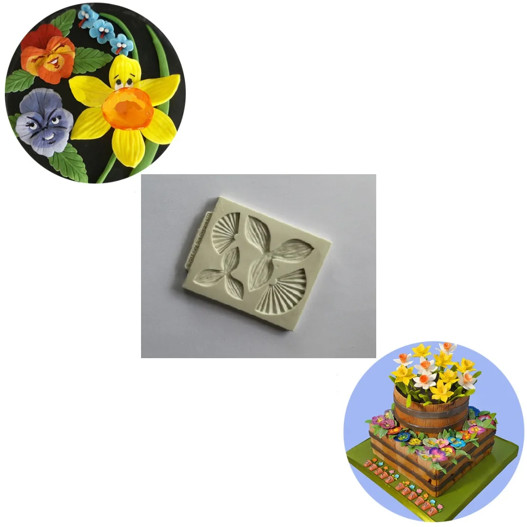 JX-LCLYL Silicone Flower Petal Daffodils Fondant Mould Cake Decor Sugarcraft Icing Mold