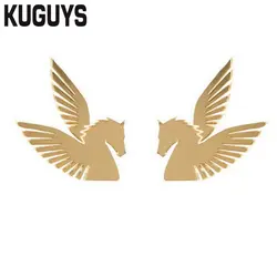 KUGUYS Flying Horse Pegasus Big Stud Earrings for Women Mirror Acrylic Gold Color Fashion Jewelry HipHop Hyperbole