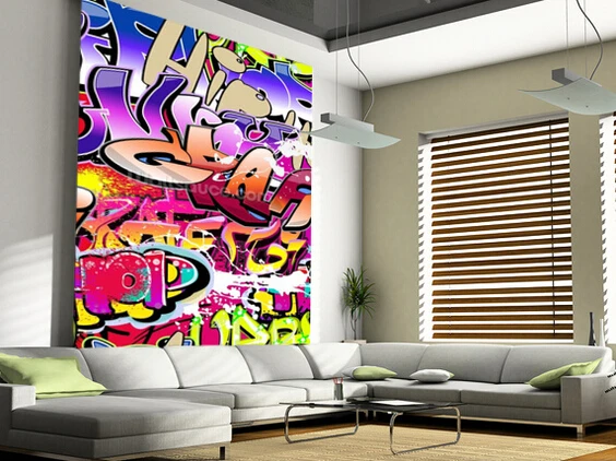 

Custom papel DE parede 3 d, Hip Hop Purple Graffiti wallpaper for walls 3d for children room bedroom wall PVC wallpaper