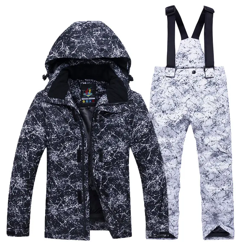 Children\'s Snow Suit, Snowboard Clothing Sets, Outdoor Sports Wear, Ski Coat and Strap Pant, Kids Costumes, Boy and Girl