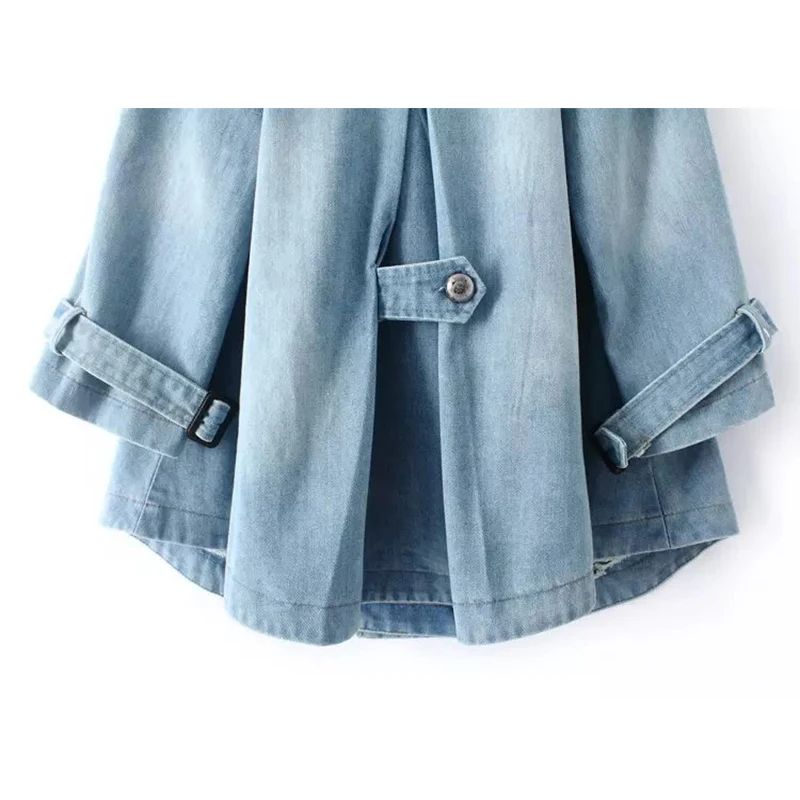 Rihschpiece-Veste en Jean Surdimensionnée pour Femme, Poncho Vintage, Denim, Manches sulf, Manteau Basique, Poche, Printemps, RZF1216