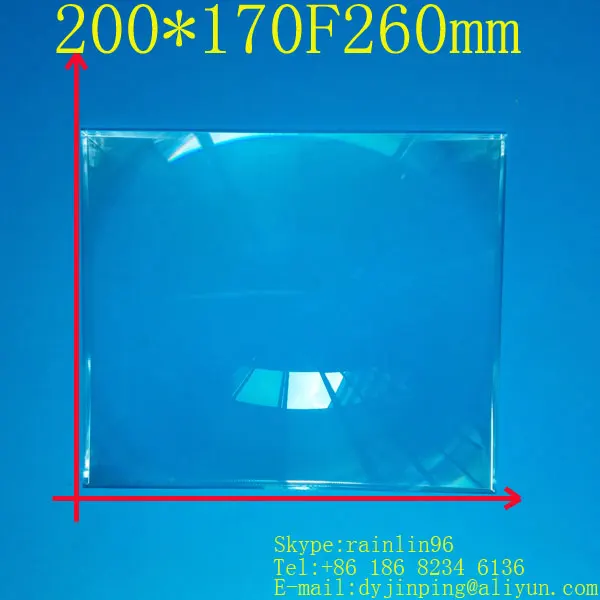 size 200*170MM Focal length 260 mm Acrylic fresnel Lens Rectangle Concentrated amplification DIY projector