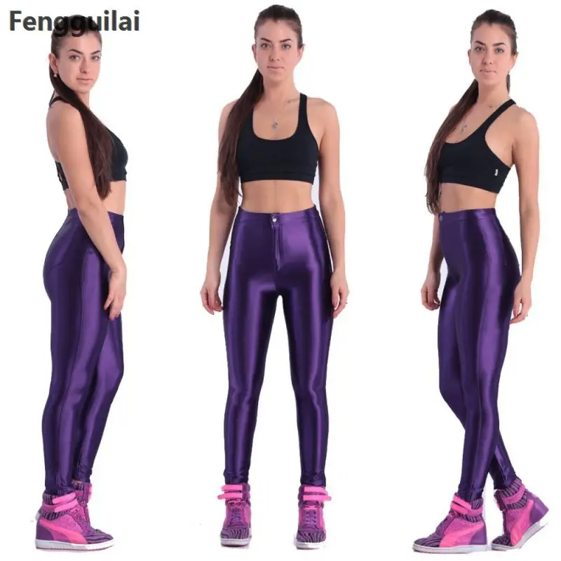 American Style Pencil Pants Shiny Disco Pants High Waist Women \'S Trousers Leggings Pants