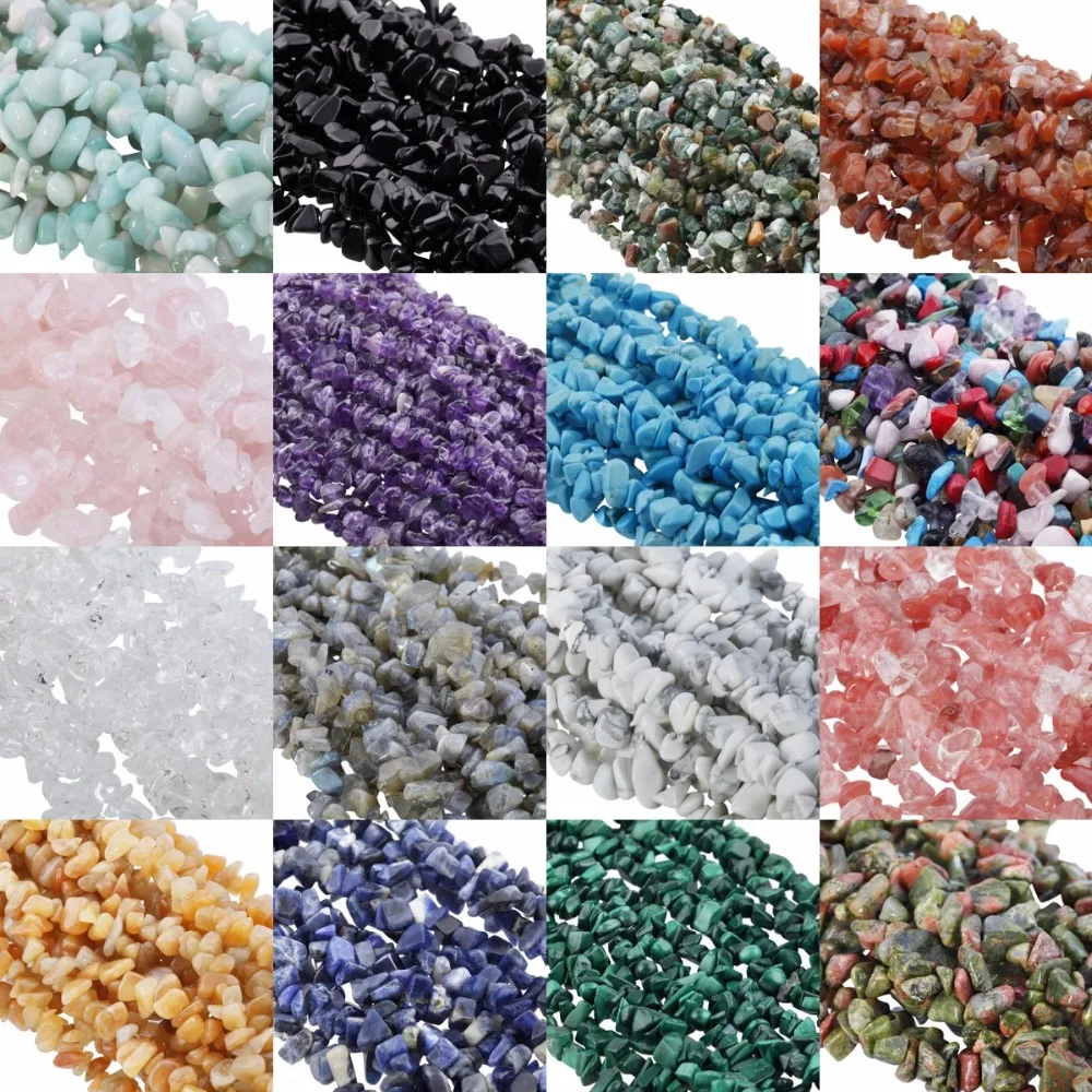 TUMBEELLUWA Semi Precious Gem stone Chips Stone Loose Beads for Jewelry DIY Making 33 Inch Strand Drilled