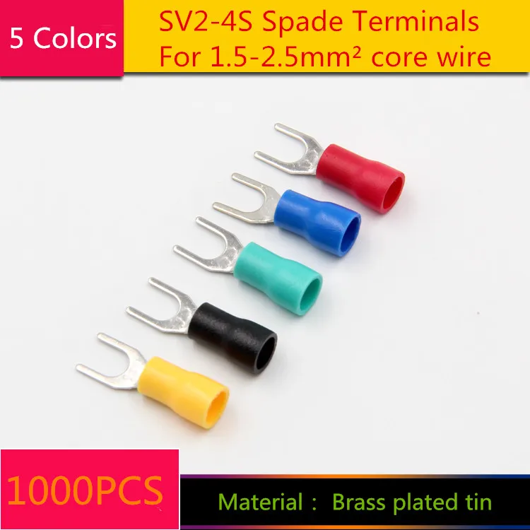 

1000PCS YT1879 SV2-4S Spade Terminals Cold-пресс-терминал для провода 1,5-2,5 мм2 фотометрическое отверстие для винта 4,3 мм