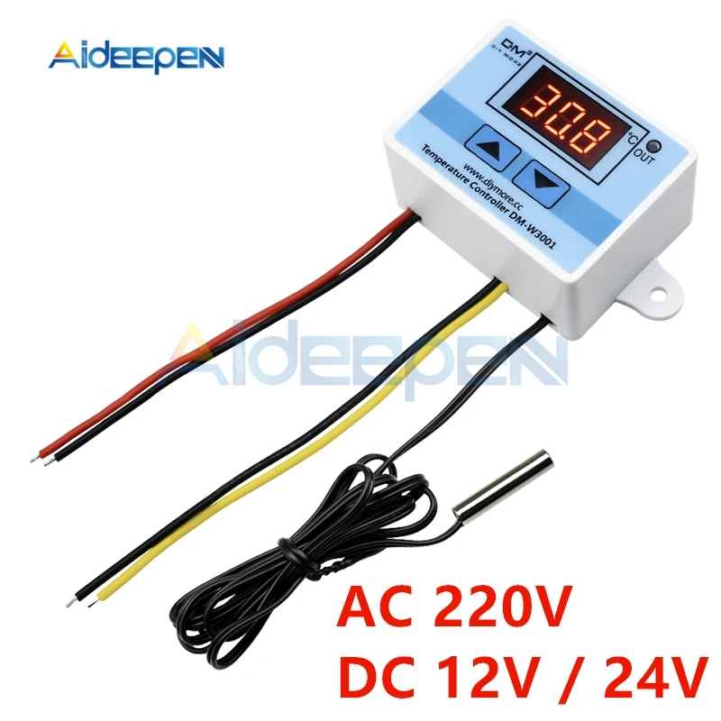 10A 12V 24V 220V LED Digital Temperature Controller W3001 Thermometer Thermo Controller Regulator Switch Probe NTC Sensor 10K