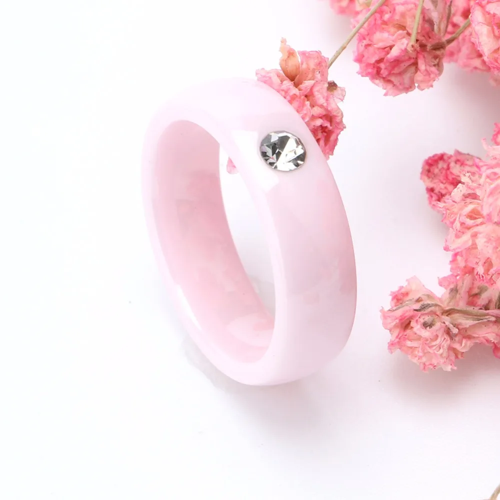 2019 Pink Ceramic Rings For Women Rings Made Of Ceramics Bling CZ Stone Ceramic Wedding Rings Costume jewelry Wholesale