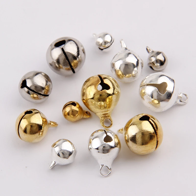 Silver Gold Nickel Copper Jingle Bells Pendants Hanging Christmas Ornaments Christmas Decorations Party DIY Crafts Accessories