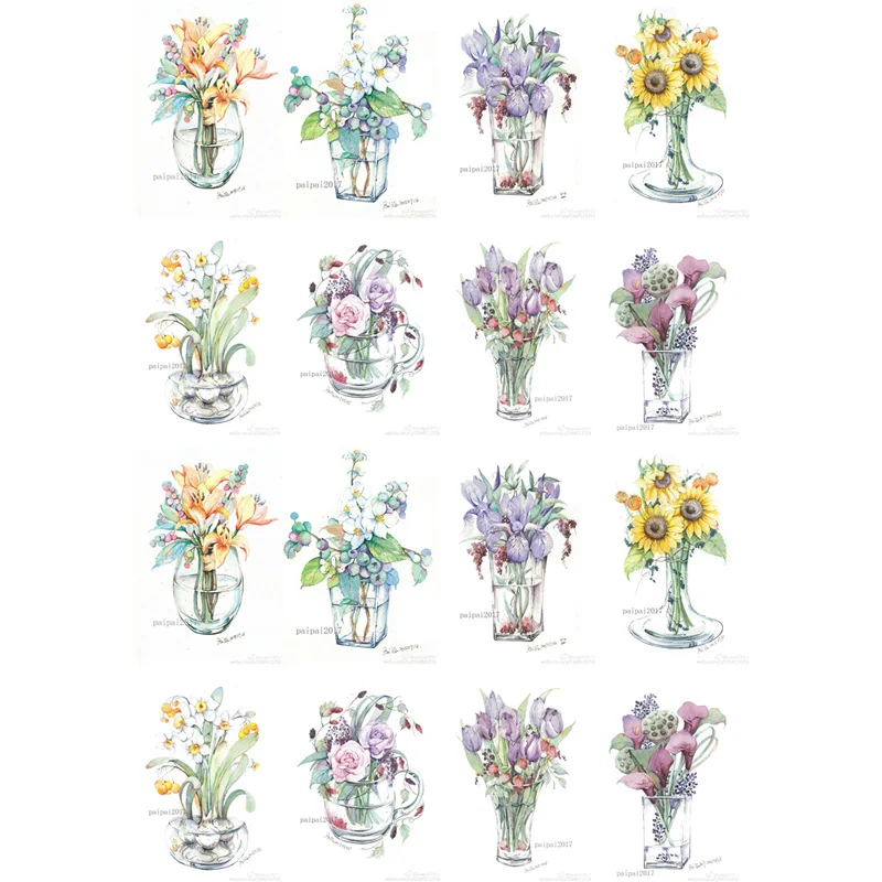 2 pcs/lot Water Bottle Flowers DIY  Cute Stationary Items Office Decoration Scrapbook Diary Stickers Agenda Decoration