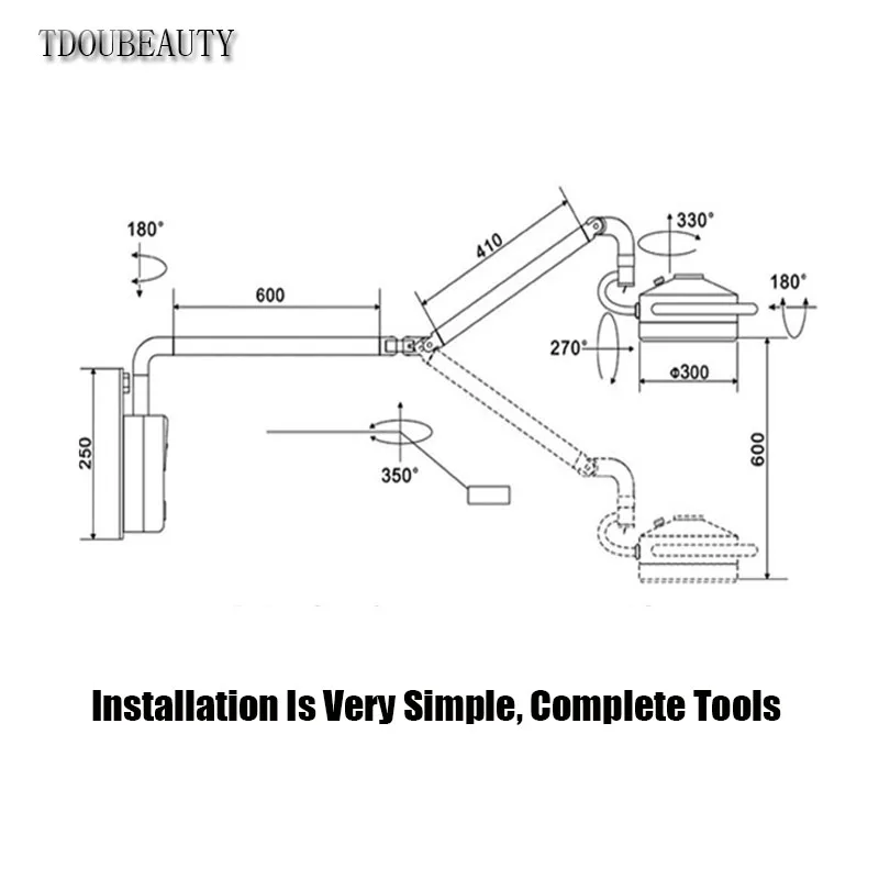 TDOUBEAUTY 72W LED Cold Light Wall-Mounted Dental Surgical Shadowless Lamp Tattoo Pet Surgery Light 90V-230V