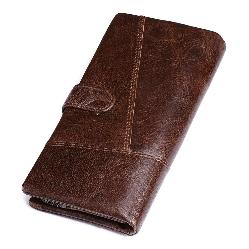 KAVIS Luxury Brand 100% Genuine Cowhide Leather Portomonee Vintage Walet Male Wallet Men Long Clutch with Coin Purse Pocket Rfid