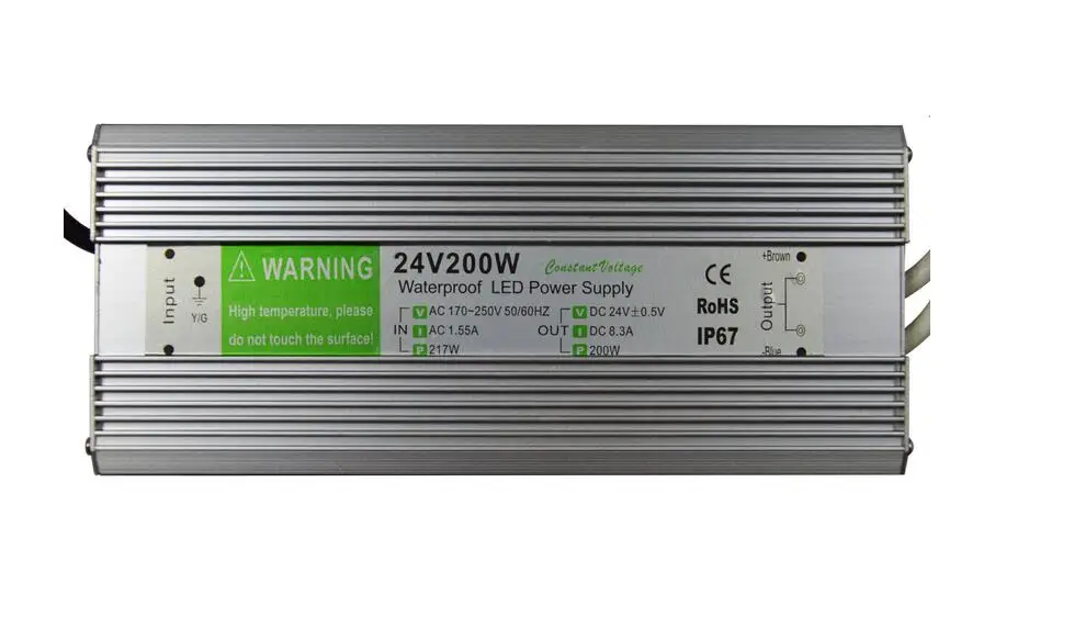 new 2022 Outdoor Use 110v 220v to 12V/24V DC transformer 200W  LED driver waterproof outdoor IP67 Good Quality