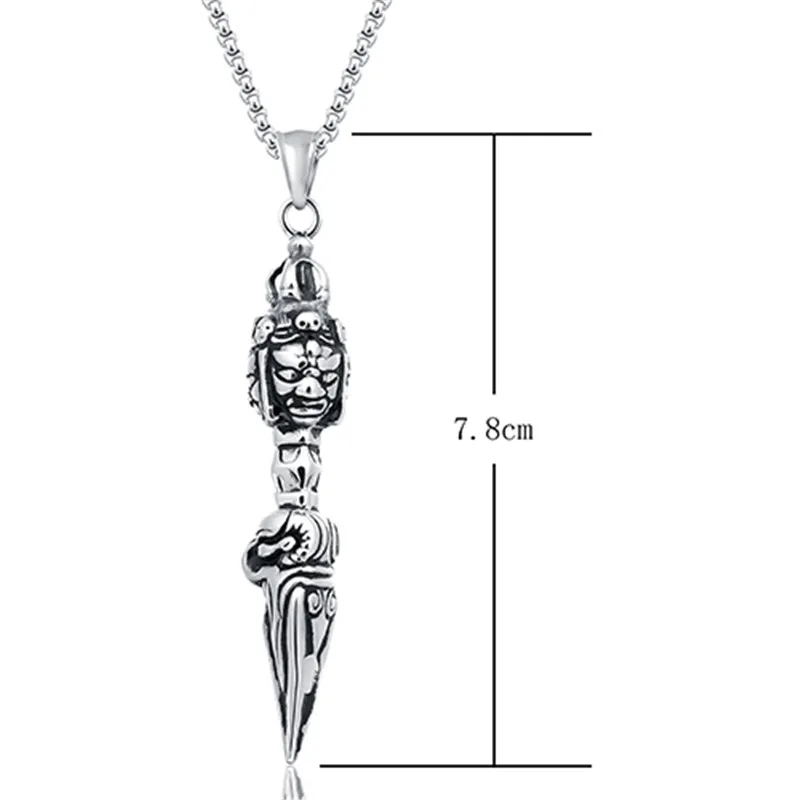 Stainless Steel All sides Buddha vajra Pendant Necklace Comprehensive Buddha Style Vajra Pendant Fashion Men Jewelry 24\