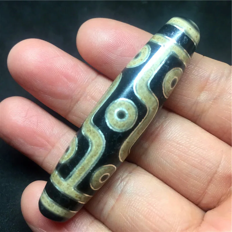 

Inlay Silver 9 Eyes Dzi Beads 13MM*57MM Natural Agate Stone Beads for Bracelet and Necklace High Quality