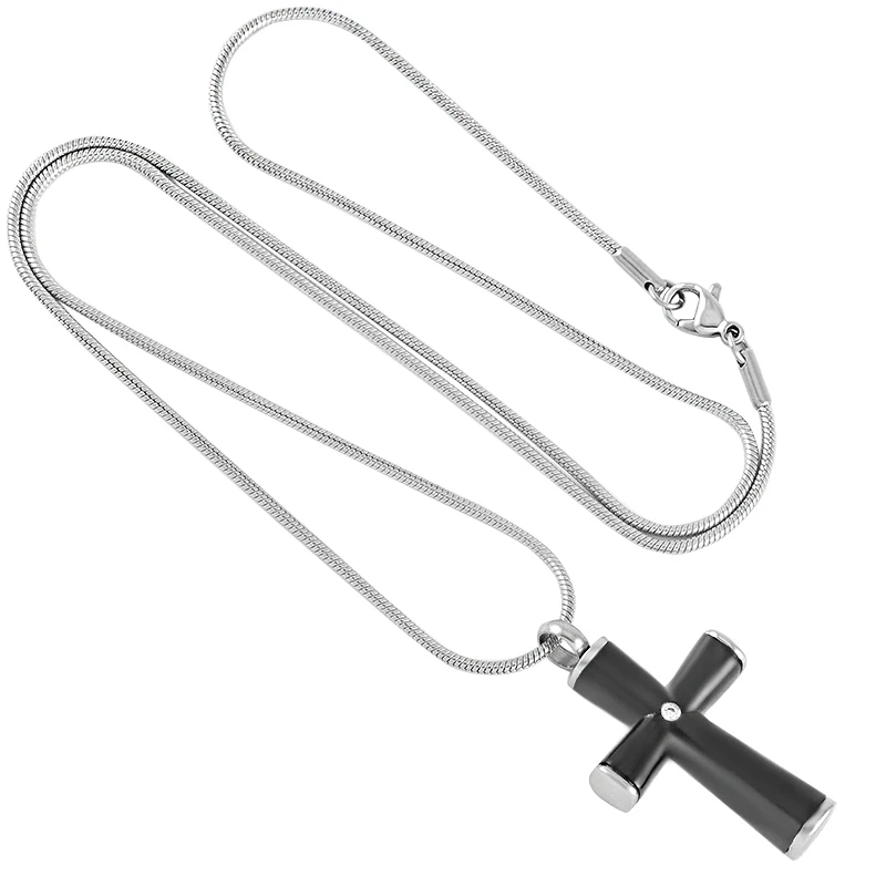 

IJD9408 Cheap Price!! Men Black Cross Urn Necklace Memorial Ashes Keepsake Cremation Pendant Jewelry