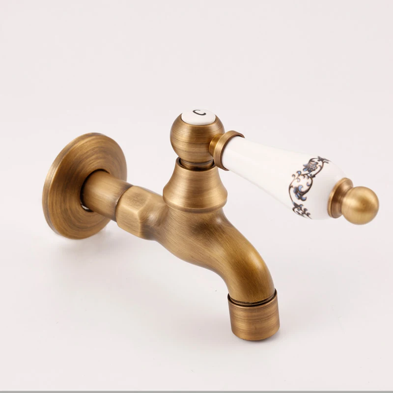 Bibcocks Faucet Brass Antique Washing Machine Tap Wall Garden Small Faucet Water Cold Ceramic Lever Laundry Mop Sink Tap 1513 F