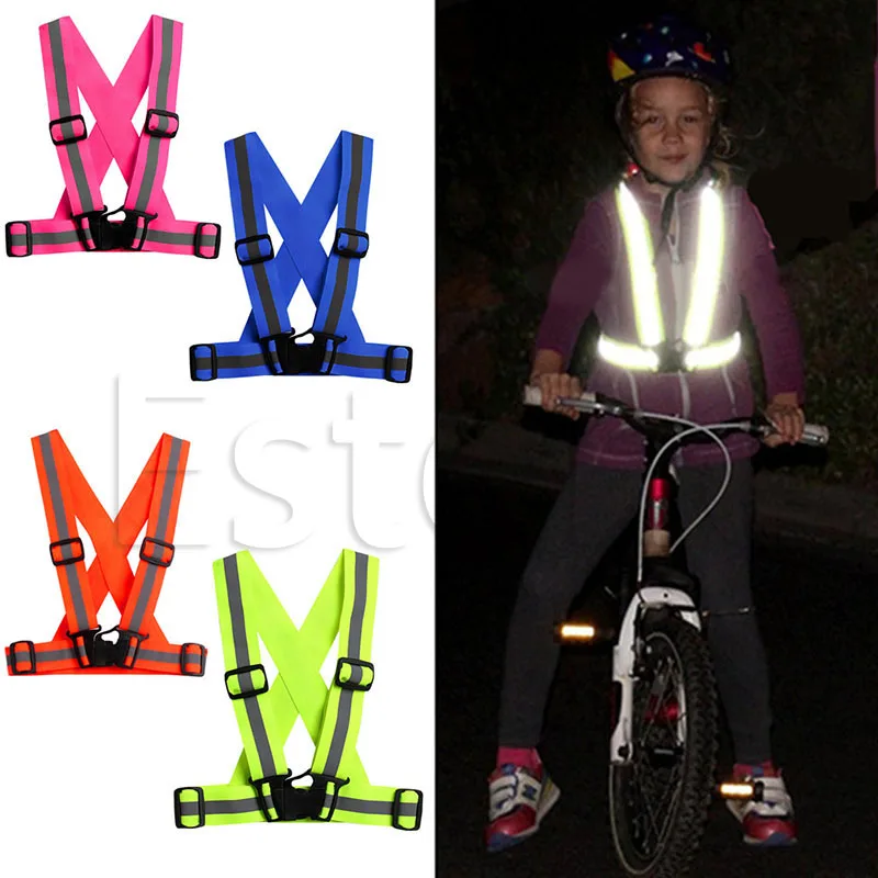 Kids Adjustable Safety Security Visibility Reflective Vest Gear Stripes Jacket