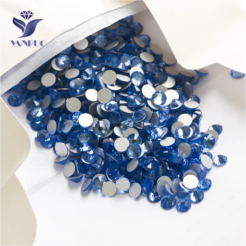 YANRUO 2058NoHF SS3-SS34 Light Sapphire DIY Flatback Stones And Crystals Strass Non Hot Fix Rhinestone For Nails