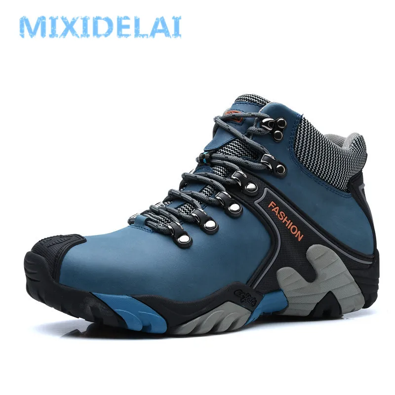 MIXIDELAI Men Boots Size 38-46 Fashion Men Winter Boots Waterproof Men Snow Boots Lace Up Men Ankle Boots Warm Winter Shoes Male