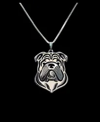 cartoon Boho Chic Alloy English bulldog necklace fashion bulldog pendant golden two colors plated