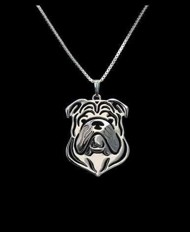 cartoon Boho Chic Alloy English bulldog necklace fashion bulldog pendant golden two colors plated