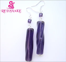 RED SNAKE Fashion Dangle Earrings Handmade Classic Purple Irregular cuboid Murano Glass Earring