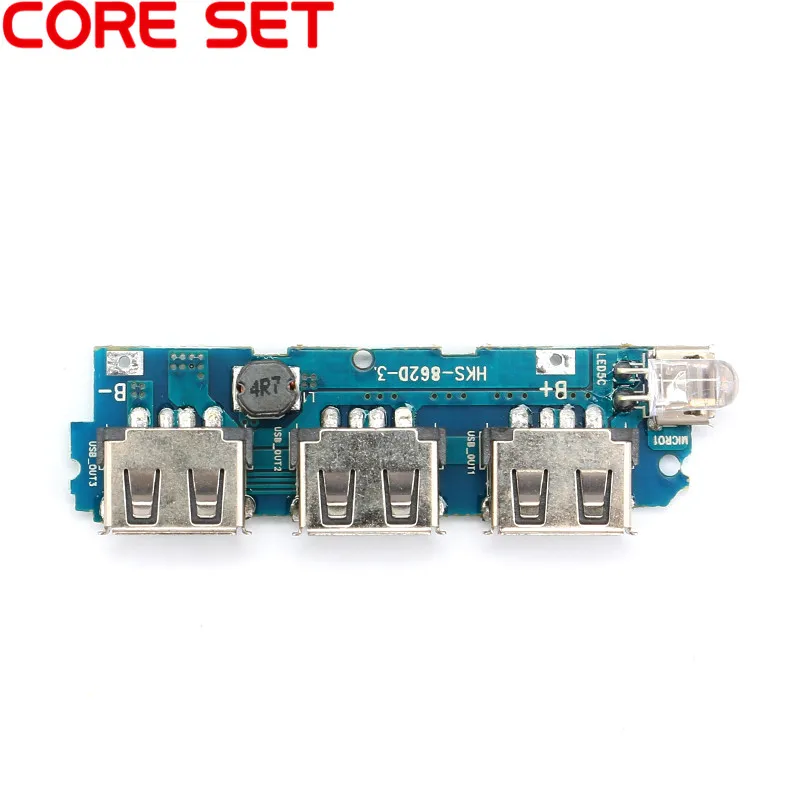 Placa de carga de batería de litio, 3 salidas USB, 3V a 5V, 2a, móvil con LED, cargador de Banco de energía, control Step Up, módulo de potencia Boost