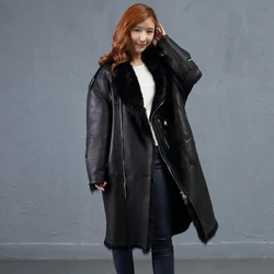 2019 Fashion Genuine Sheep Fur Coat Women Tuscany Wool Fur Coat Winter Thick Natural Sheepskin Jacket Real Sheep leather Jacket