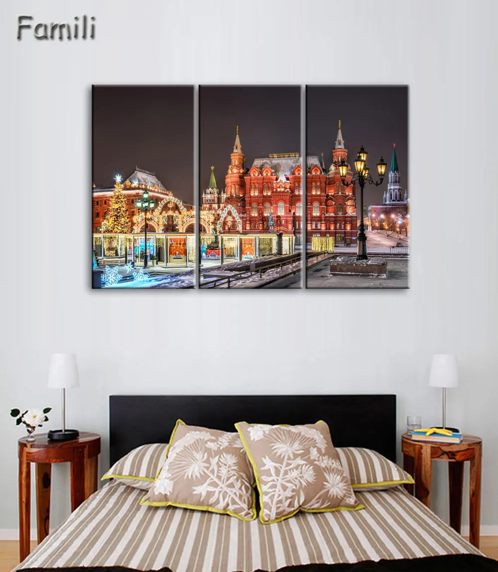 Wall Art Modular Pictures Moscow Russia Kremlin City Modern Oil Painting On The Wall Pictures For Living Room Hot Cuadros 3Piece