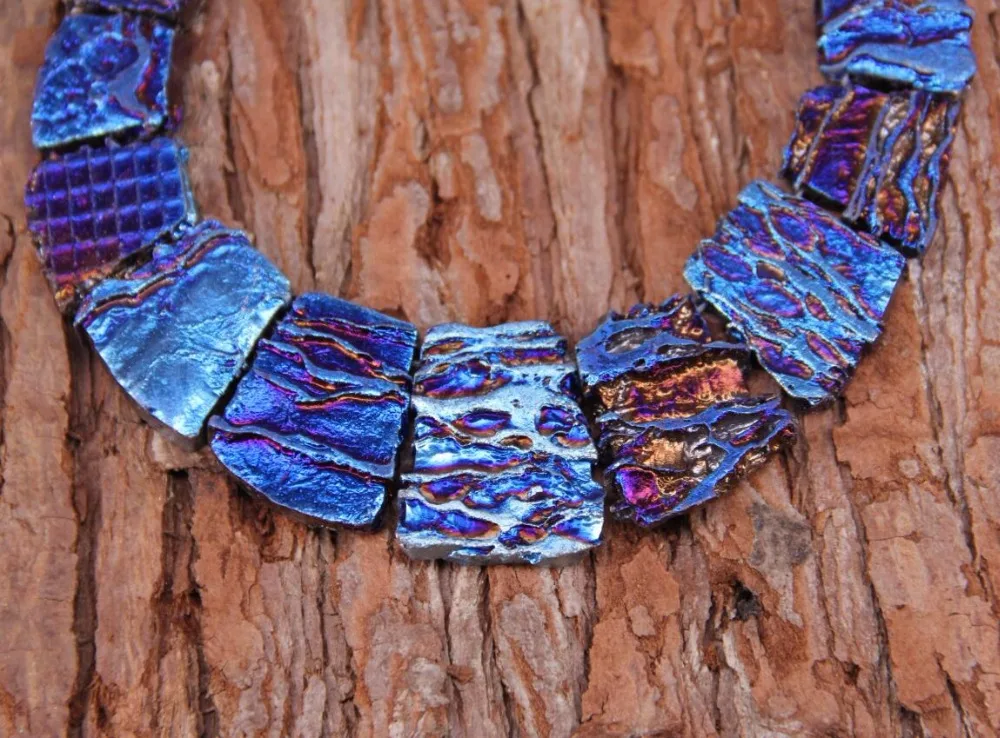 4 color,15PCS strand Mystic Titanium Dragon Blood Stones Slab Beads,Top Drilled Graduated Slice Loose Beads Necklace Set Bulk