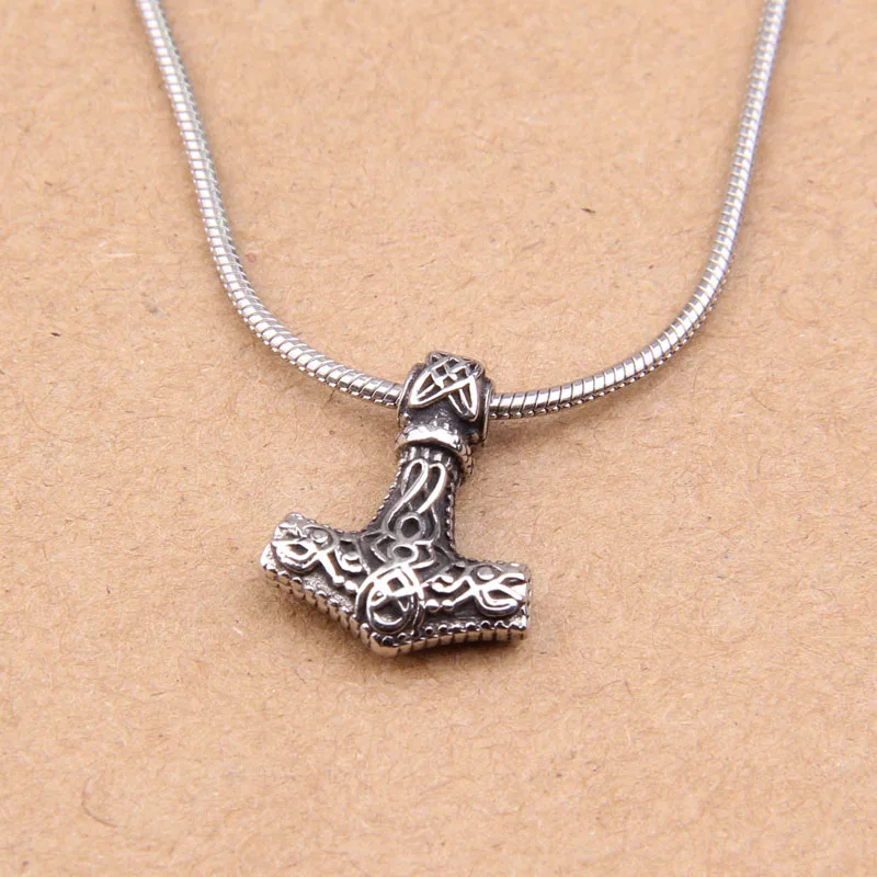 Dropshipping 316L Stainless Steel Norse Viking Thor\'s Hammer Mjolnir Pendant Necklace for women as christmas gift