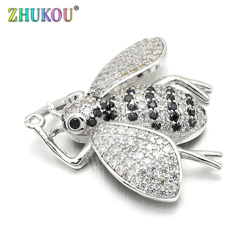 29*25mm Brass Micro Pave Cubic Zirconia  Beetles Charms Pendants DIY Jewelry Findings Accessories, Hole: 0.5mm, Model: VD289