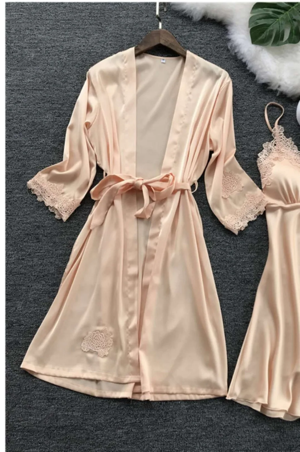 Women\'s sexy pajamas spring nightdress female summer lace thin real silk sling robe foreign trade interest nightdress