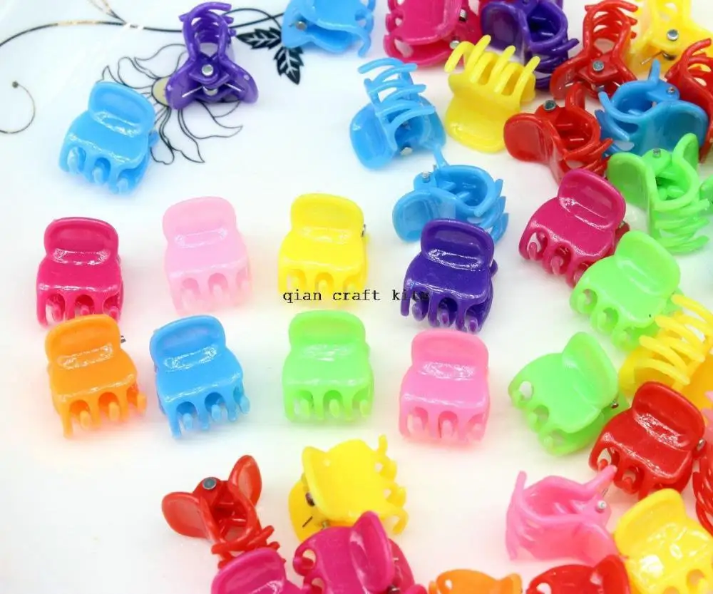 500pcs cute Retro colorful Mini Claw Plastic Hair Clips mix color Hair Clips for kids 16mm hair pins