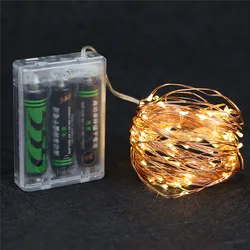 LSDM-Cuerda de alambre de cobre para decoración de fiestas, cadena de luces Led de hadas, funciona con pilas 3XAA, 2M, 5M, 10M, 100