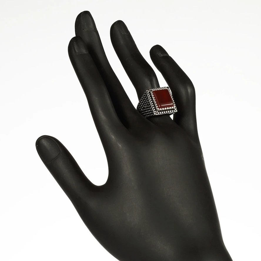 Eulonvan فاخر الزفاف 925 فضة خواتم مجوهرات واكسسوارات للرجال الأحمر زركون S-3806 حجم 7 8 9 10 11 12 13