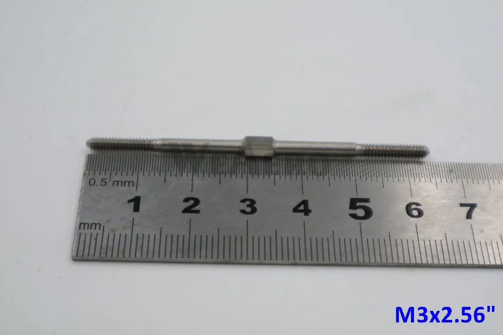 Stainless Steel Hexagon Push Rod M3*2.56inch with U.S System Left & Right Teeth