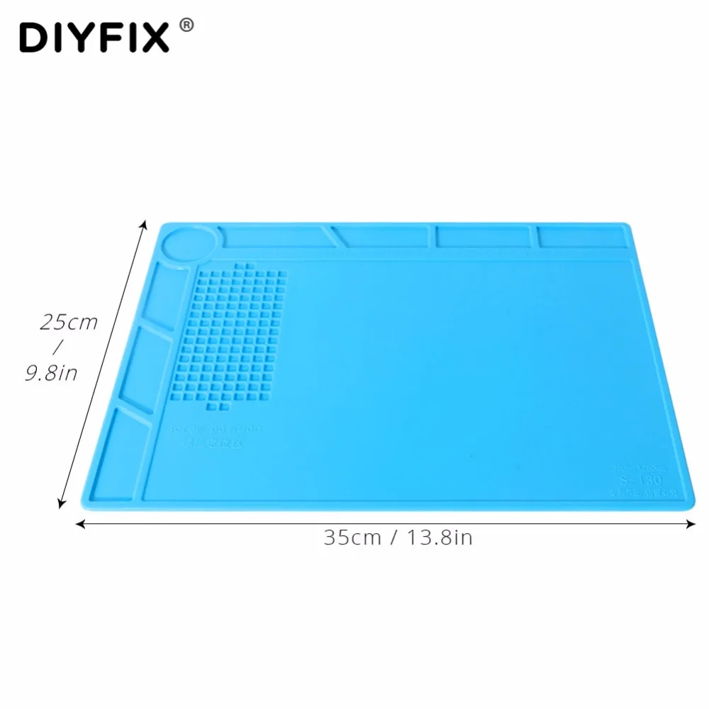 DIYFIX 35x25cm Heat Insulation Silicone Pad Electrical BGA Soldering Repair Station Maintenance Platform with Screw Location Mat
