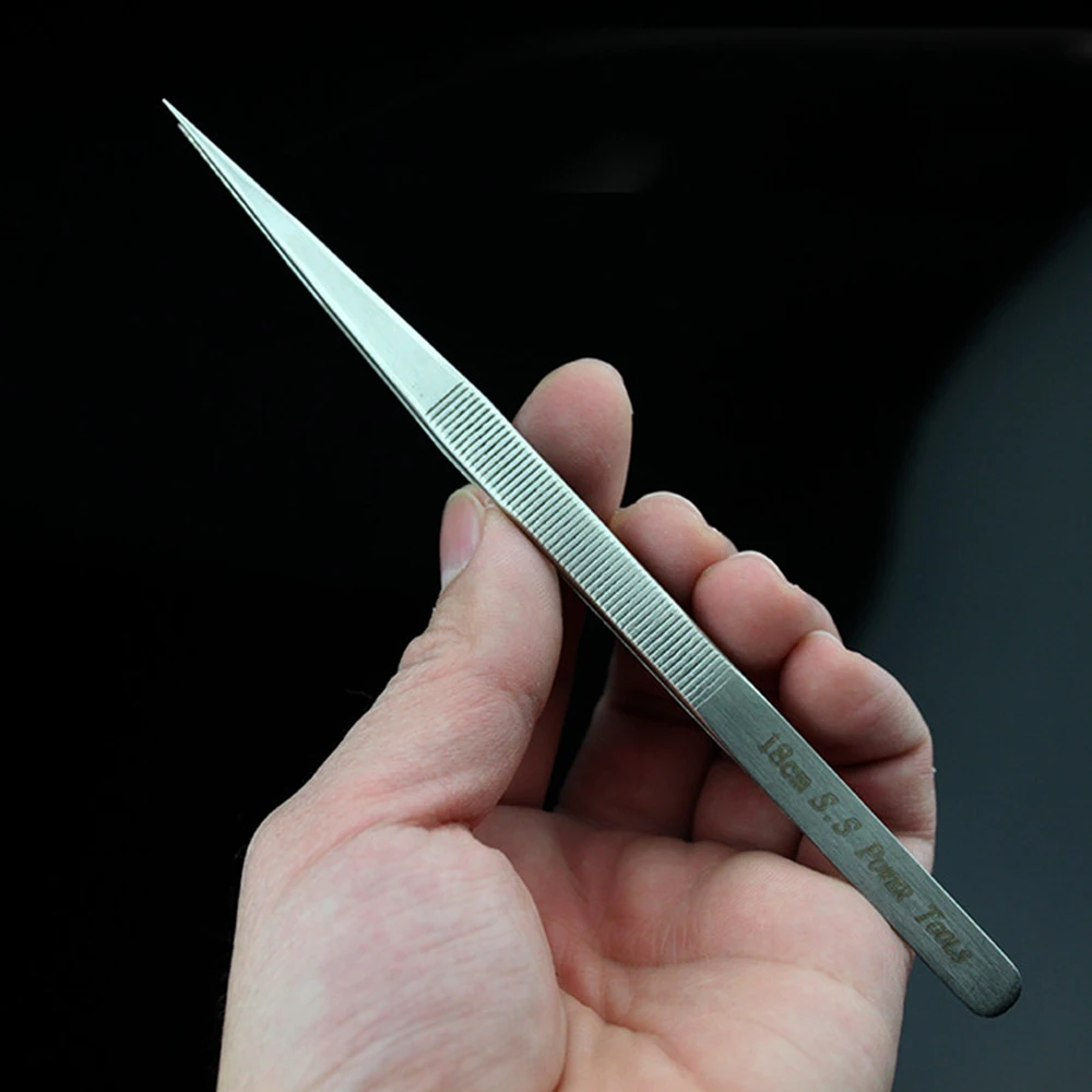 Stainless Steel Tweezers For Electronics Pinzas Precision Long Tweezers Electronics Repair Tools High Quality