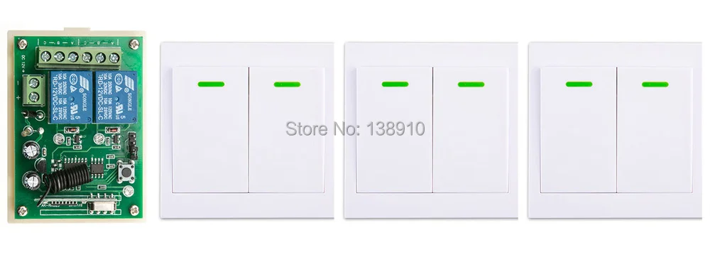 

New DC12V 2CH Wireless Remote Control Switch System Receiver + 3*Wall Panel Remote Transmitter Sticky Remote Smart Home Switch