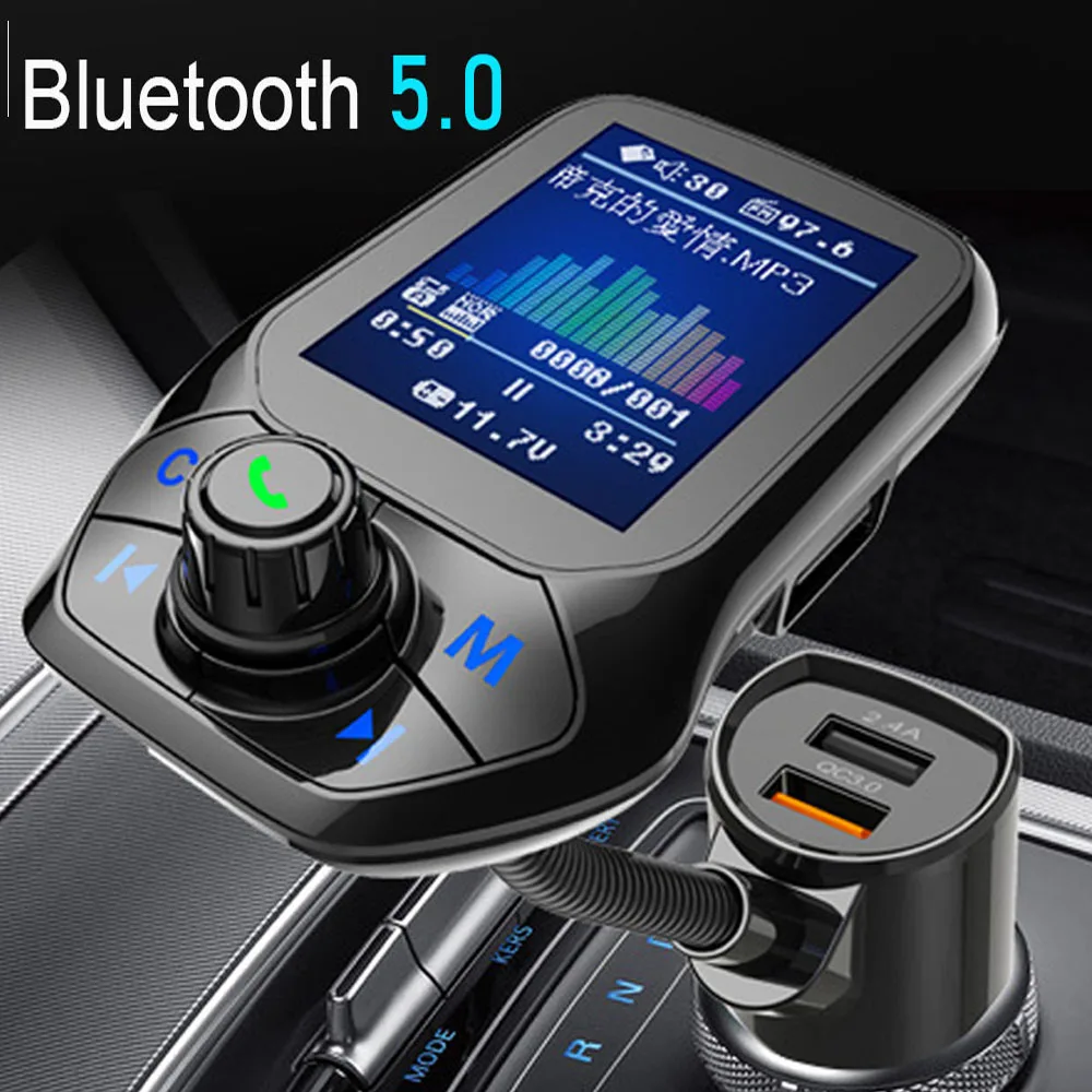 JINSERTA 2023 Car MP3 Music Player Bluetooth 5.0 receiver FM transmitter Dual USB QC3.0 Charger U disk / TF Card lossless Music