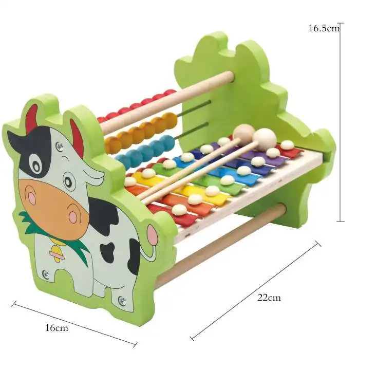 Children Fifteen Sound Knock Piano Toy Wooden Puzzle 1-3 Years Old Baby 8 Tone Aluminum Knock Musical Toy Educational 2021