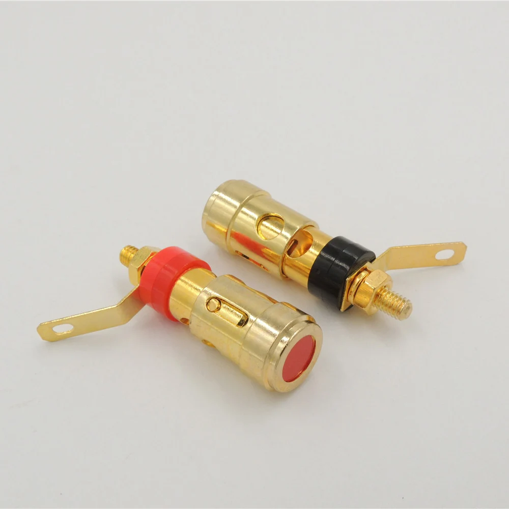 20PCS Gold Plated Speaker Binding Post Insulator AMPLIFIER AUDIO spring Lock loaded Press terminal 4 mm Connectors