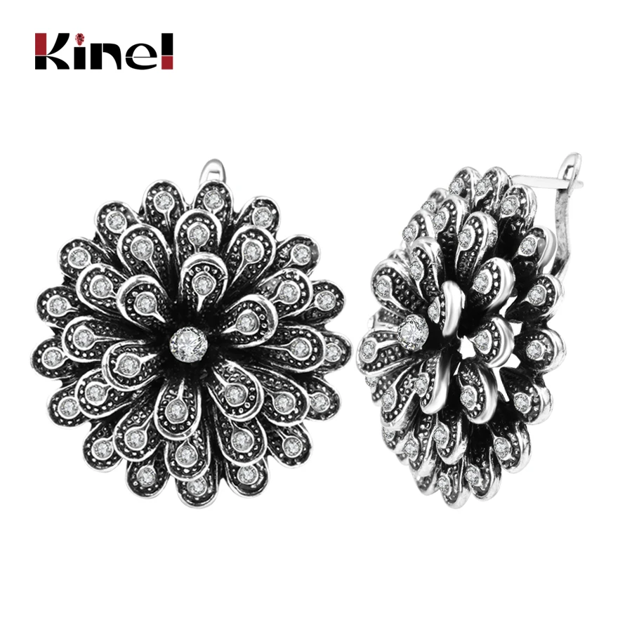 Kinel Luxury Vintage Earrings For Women Silver Color Jewelry Innovative Cross Pave CZ Crystal Stud Earrings Trendy Jewelry Gift