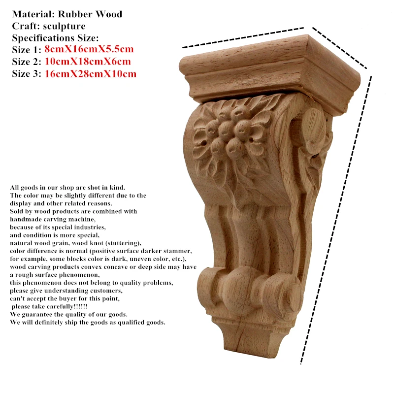 VZLX Mantelpiece Woodcarving Decal Pretty  Wood Appliques Carved Miniatures Wooden Figurine Crafts Furniture Window Home Decor